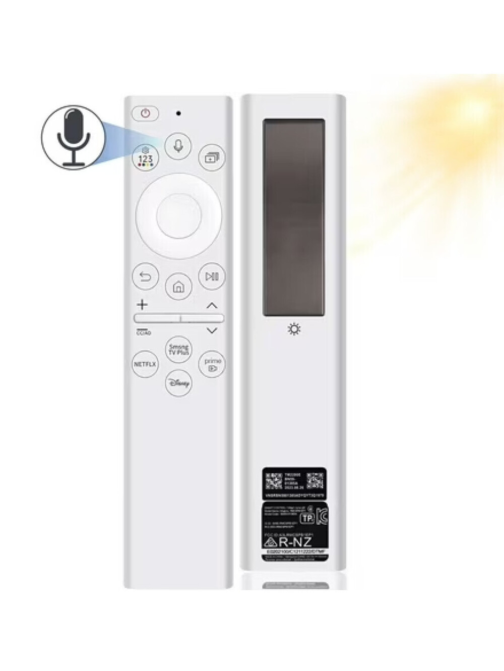 Solar Voice Remote for Samsung Frame Smart TV 2018-2024 USB-C Replacement White
